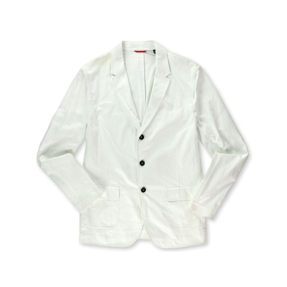 Sons of Intrigue Mens Casuals Three Button Blazer Jacket, White, XL, DM